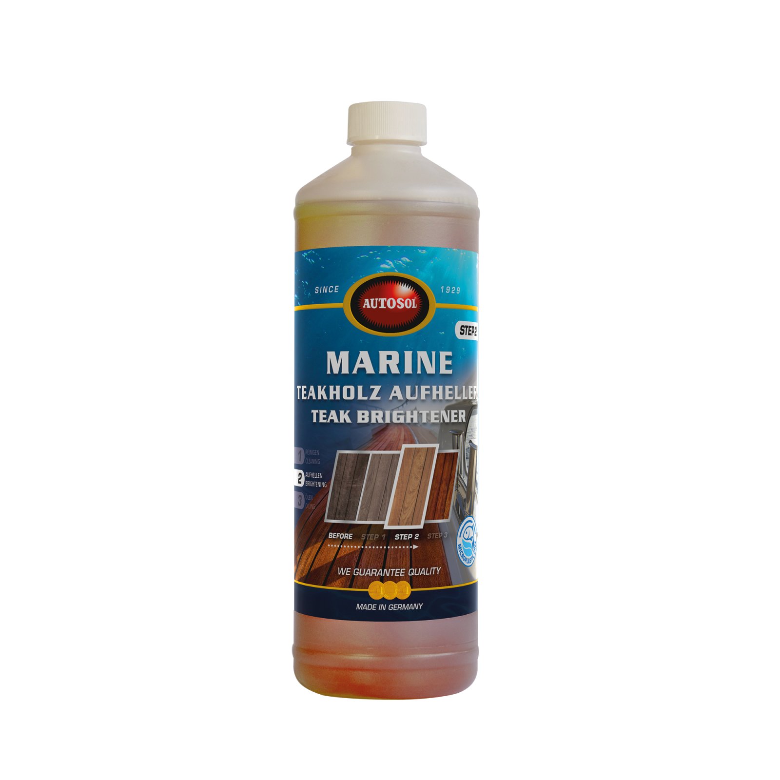 Soluție pentru revigorarea lemnului de tec AUTOSOL Marine Brightener - Step 2, 1 L